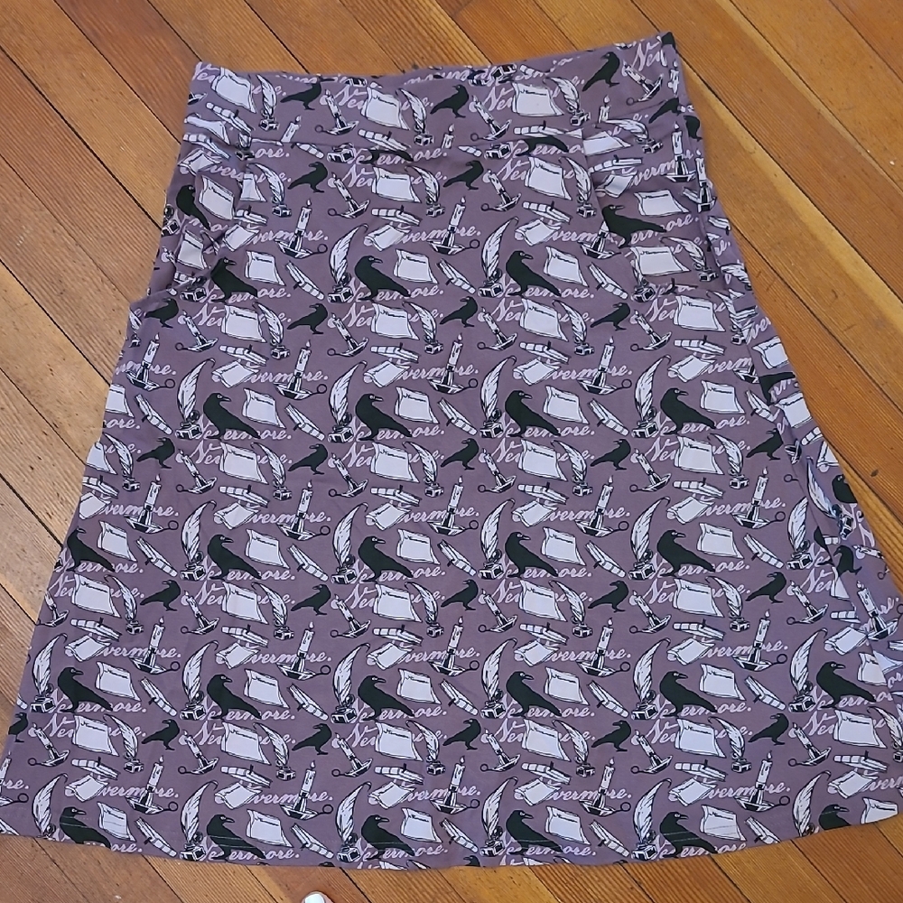 Gray and Black Midi A-Line Skirt for Work